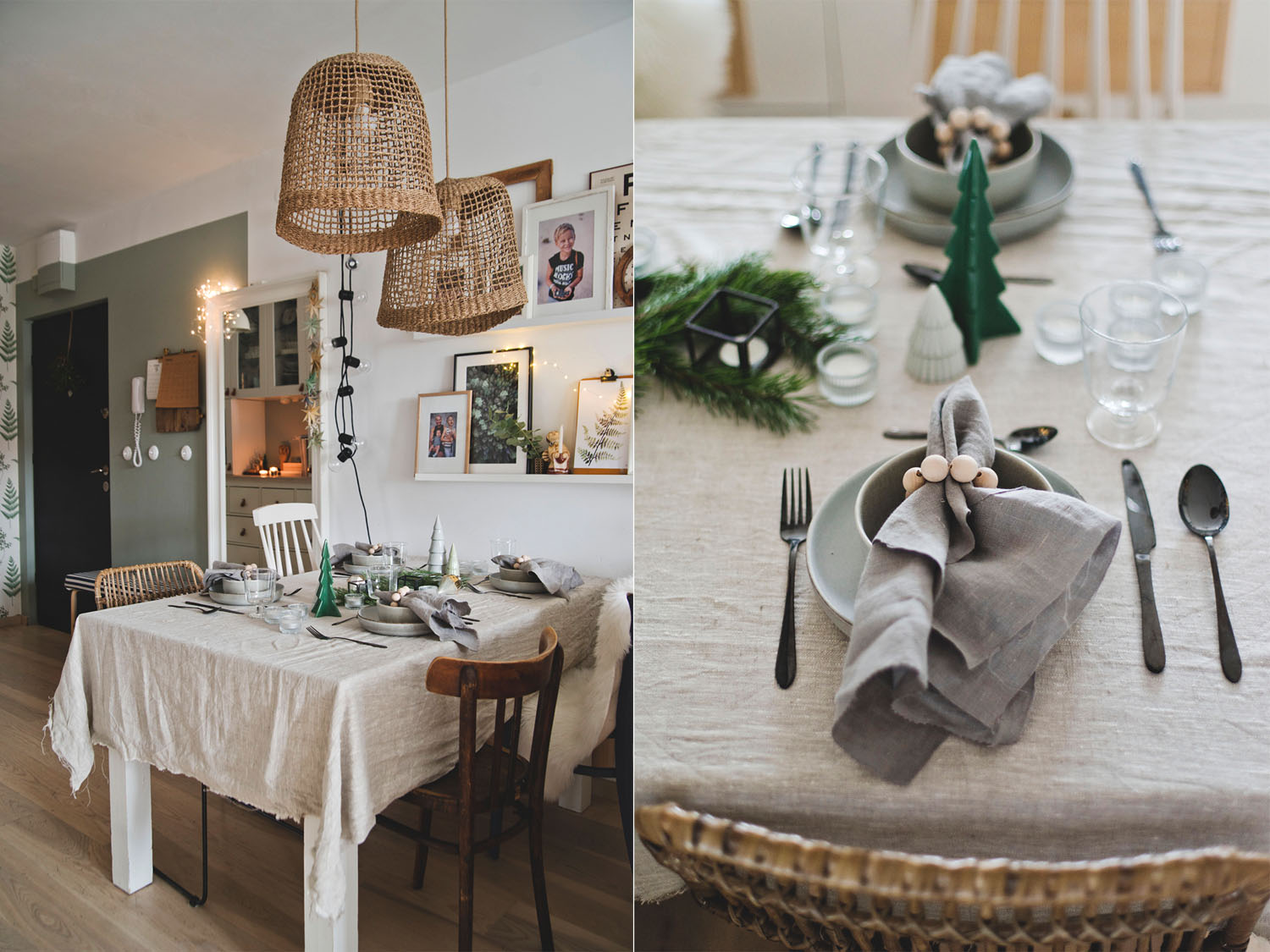 Okkernoot Religieus uitbreiden wigilijny stół, minimalistyczne dekoracje świąteczne, naturalne dekoracje